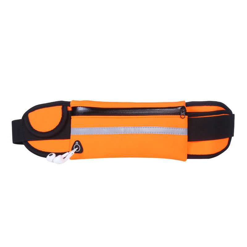 Running waist pack fanny bag, orange with black sides and zippered front pocket
