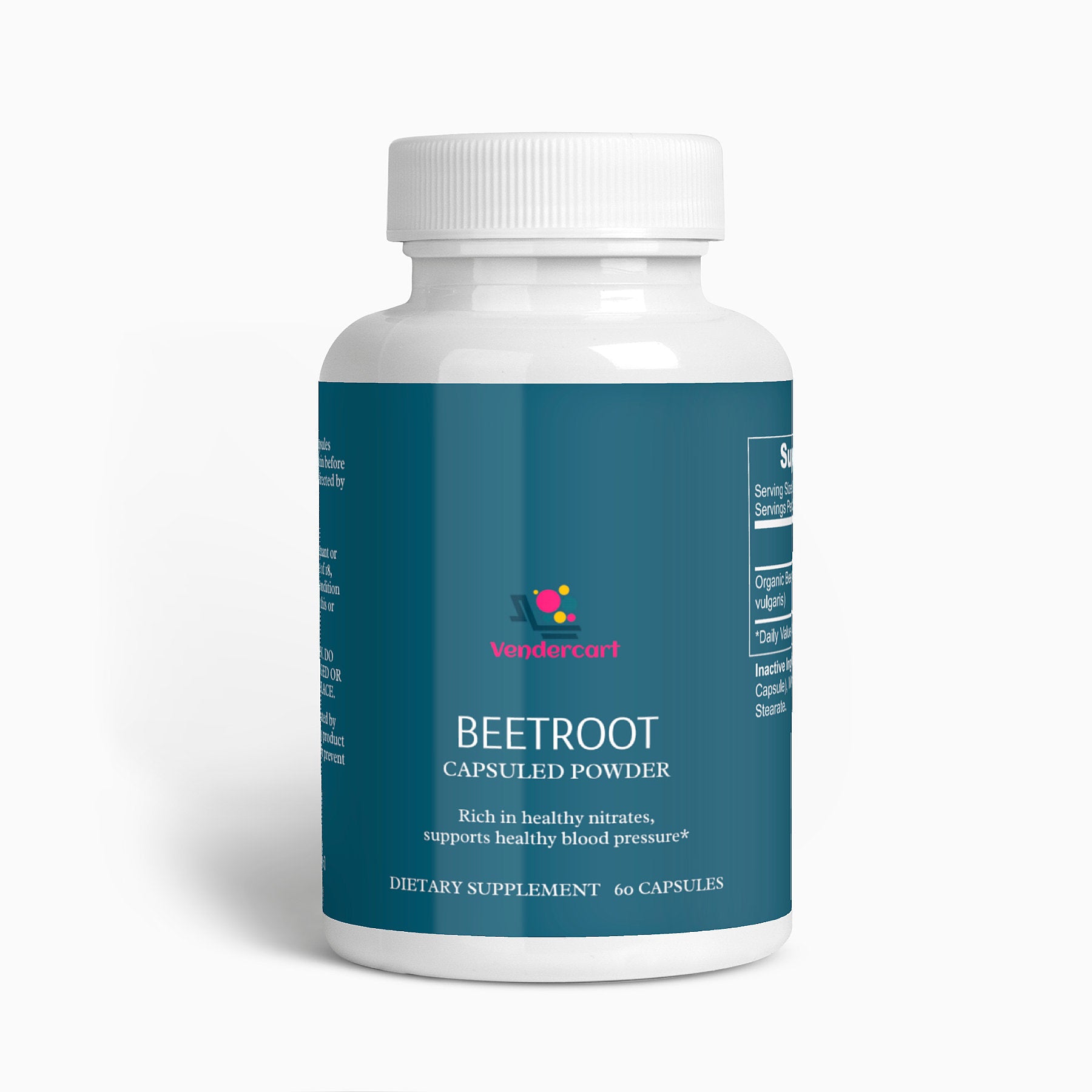 Beetroot capsuled powder bottle front label view