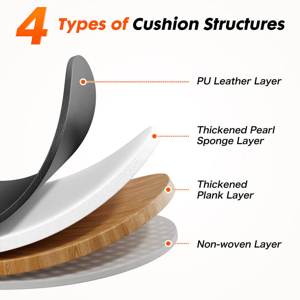Fitness bench cushion cross-section showing layered padding and textured outer surface