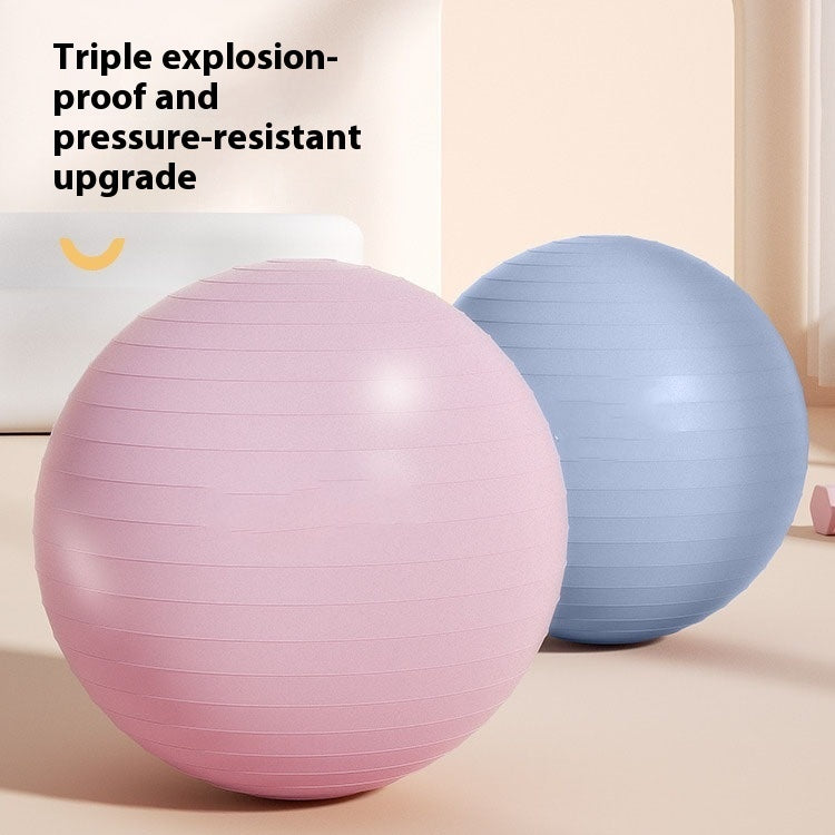 Anti-burst stability exercise ball, light pink and light blue set, round with grip lines