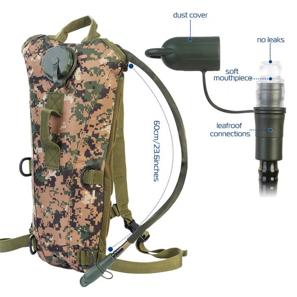 Tactical Hydration Pack 3L - Outdoor Adventure Water Backpack