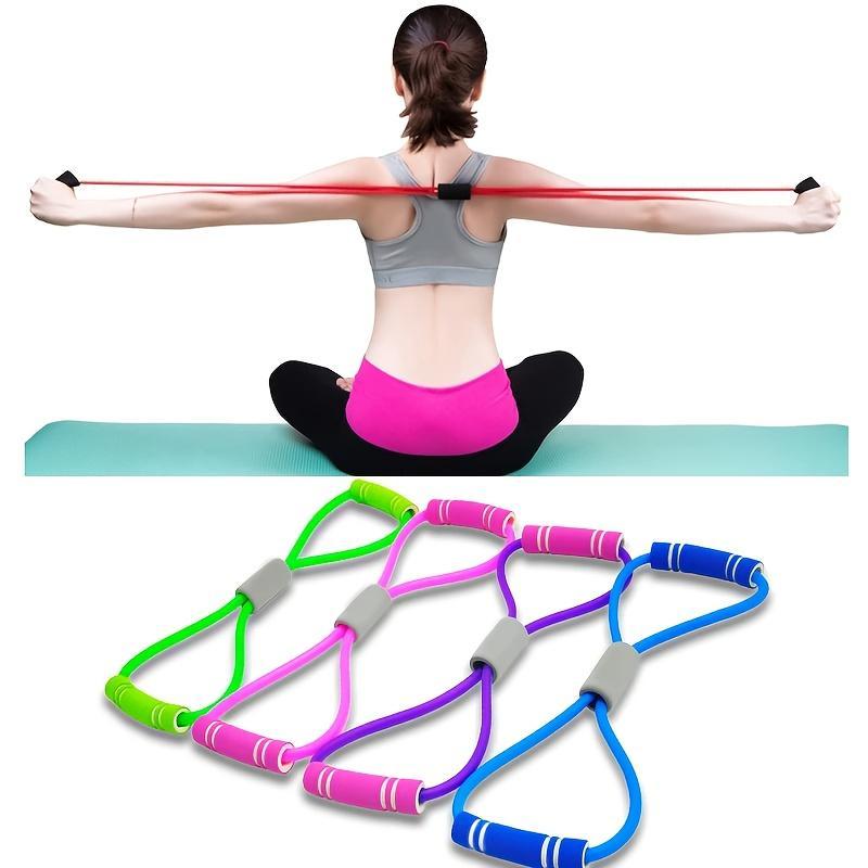 Pink 8-shape dual-loop resistance band with padded center and end grips