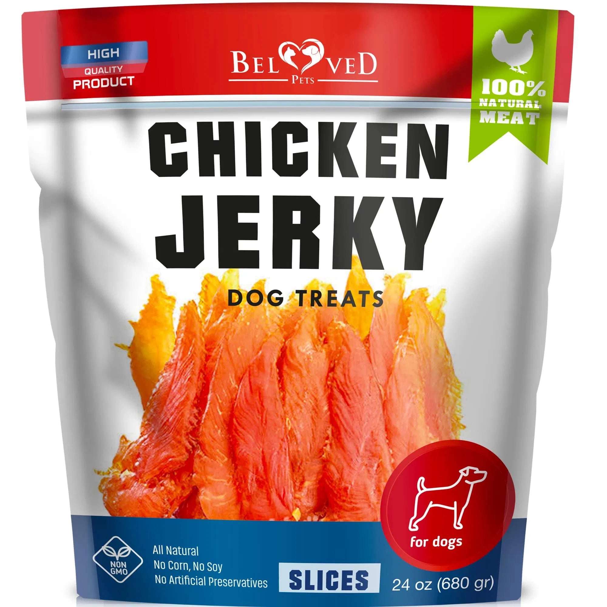 Chicken jerky dog treats, orange slices in pouch, 24 oz (680 g)