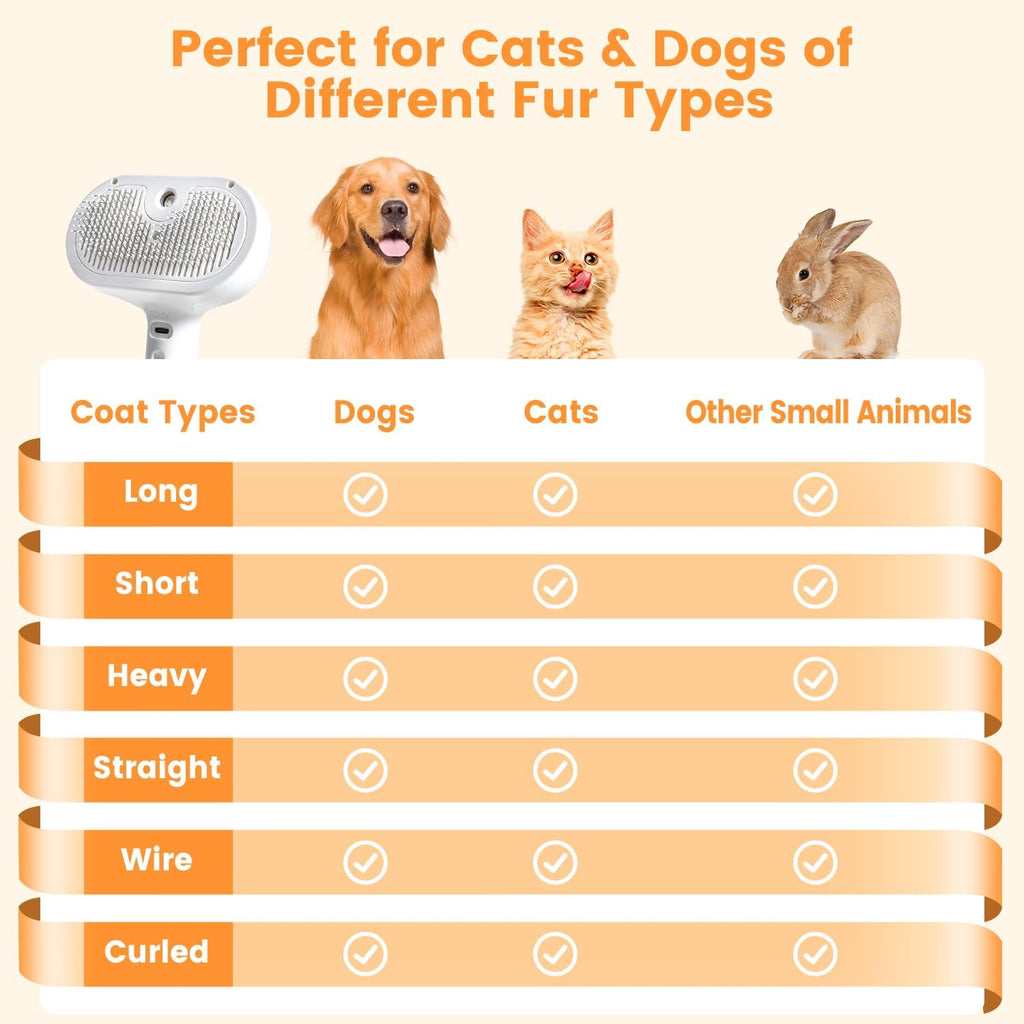 Small white pet grooming spray brush head with metal pins for cats, dogs, and more