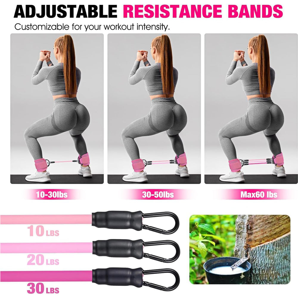 GetActive Ankle Resistance Bands with Cuffs | Kickback & Booty Lift Trainer