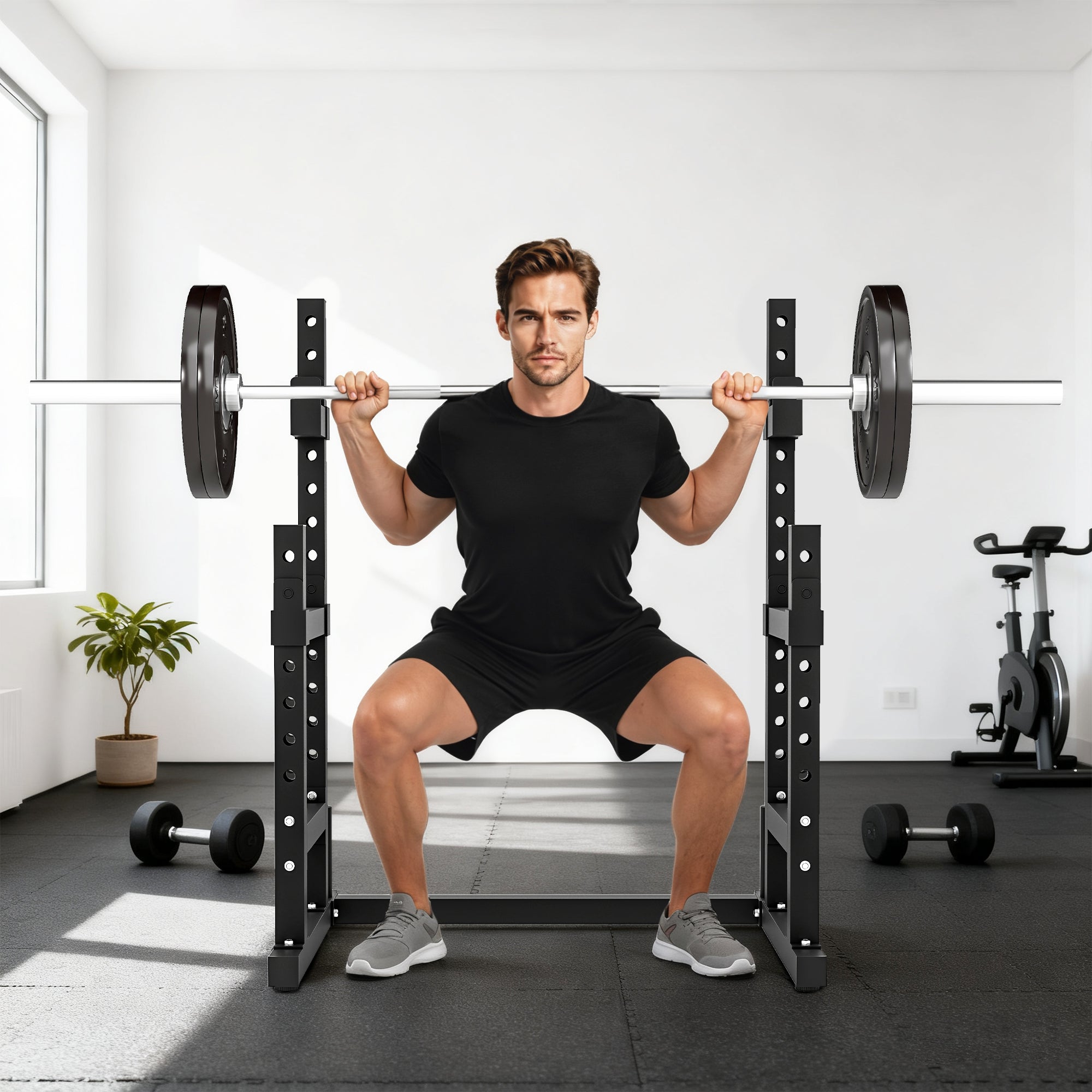 GetActive Pro Adjustable Squat Rack | 660LBS Multi-Function Bench Press & Weight Lifting Station