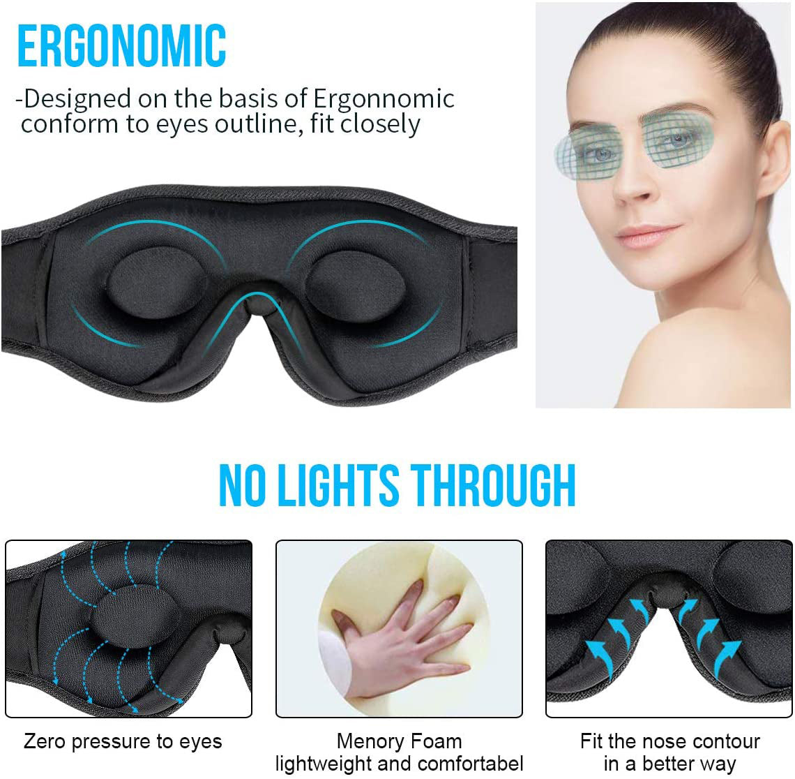 Sleep Mask with Bluetooth Music & Wireless Call — Blackout Eye Mask for Deep Rest & Recovery