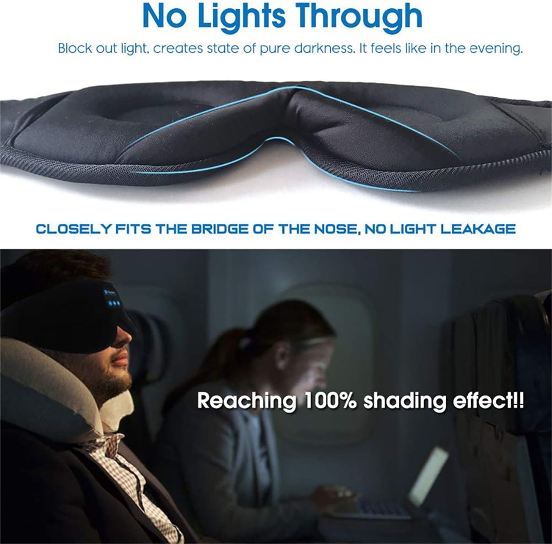 Sleep Mask with Bluetooth Music & Wireless Call — Blackout Eye Mask for Deep Rest & Recovery