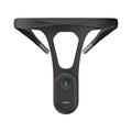 Black posture trainer device with Y-shaped band and oval sensor module