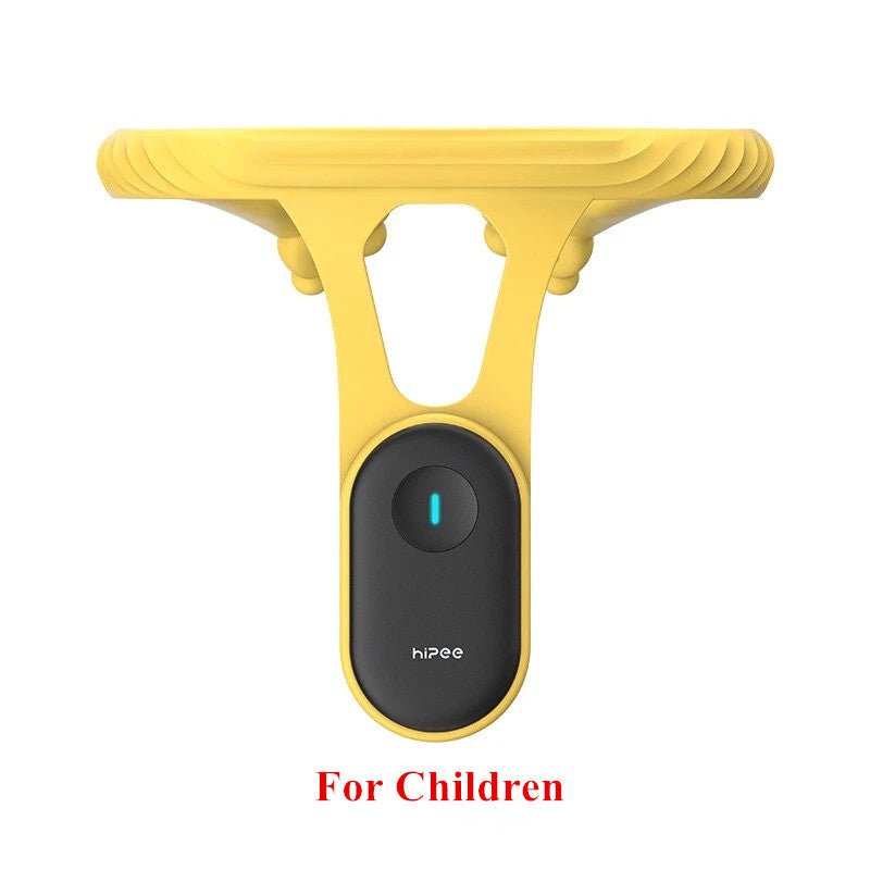 Yellow posture trainer band with black oval sensor module