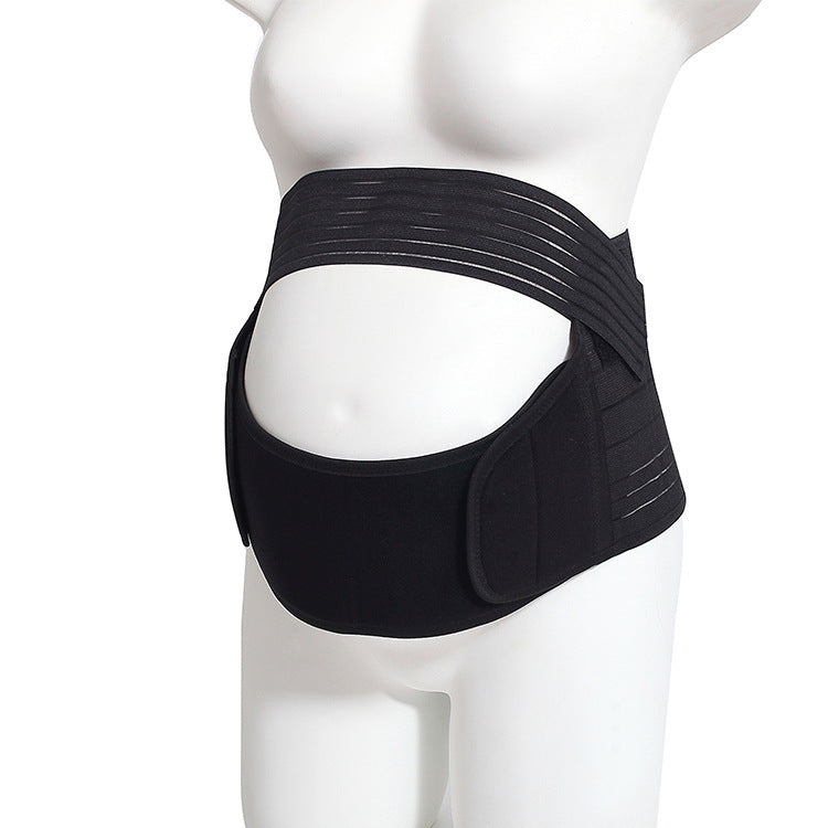 Black women's adjustable waist support belt with curved front and ribbed support
