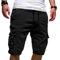 Men's cargo athletic shorts in black with drawstring and cargo pockets