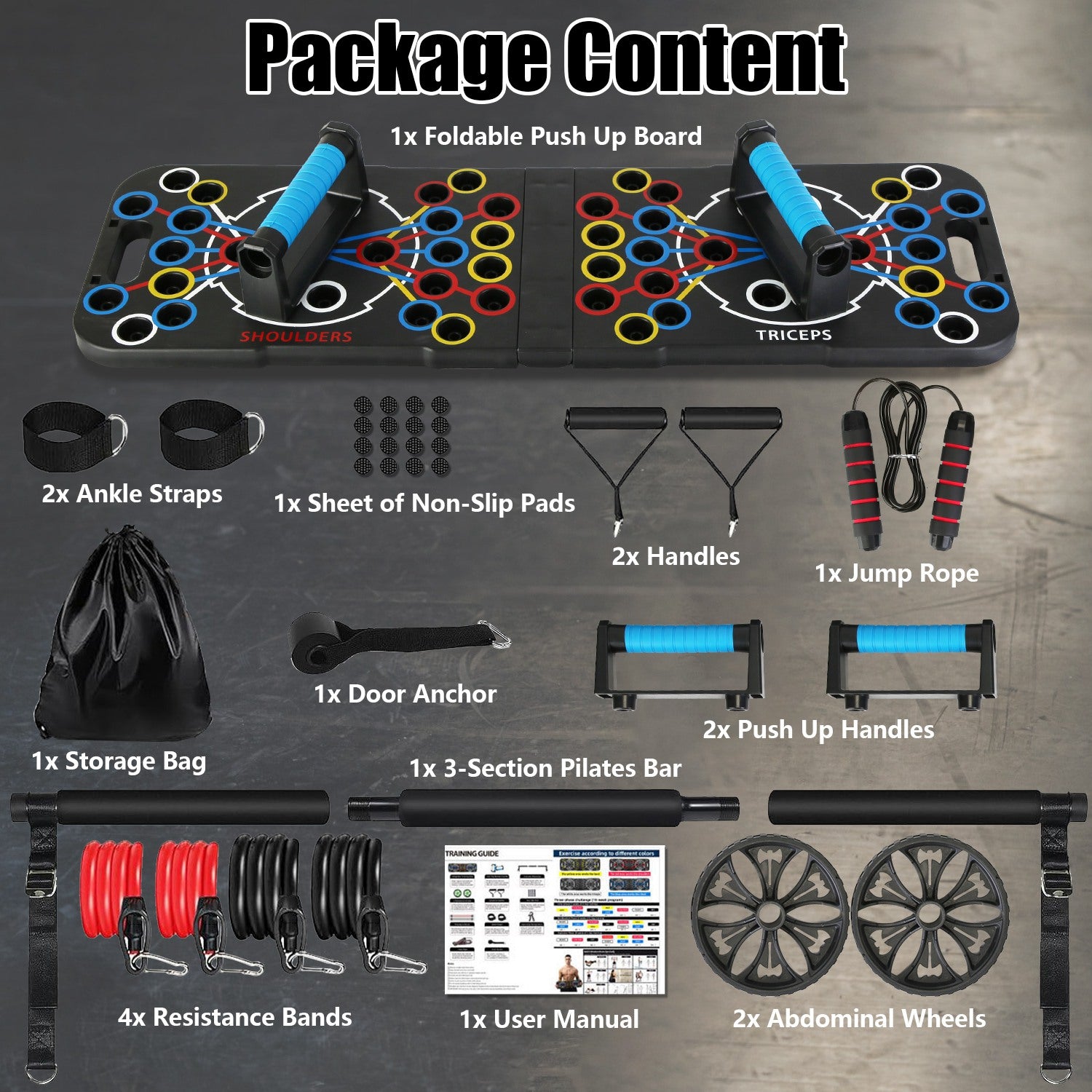 Complete Home Gym Training System - 15-in-1 Fitness Equipment Set