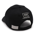Black snapback baseball cap with front “100K PERFECTION” logo patch and curved brim