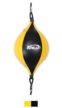 Adult boxing reflex ball, yellow with black center panel and logo