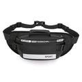 Reflective waist bag with adjustable belt straps, zip front pocket, black