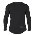 Men's long-sleeve training T-shirt, slim fit, black crew neck