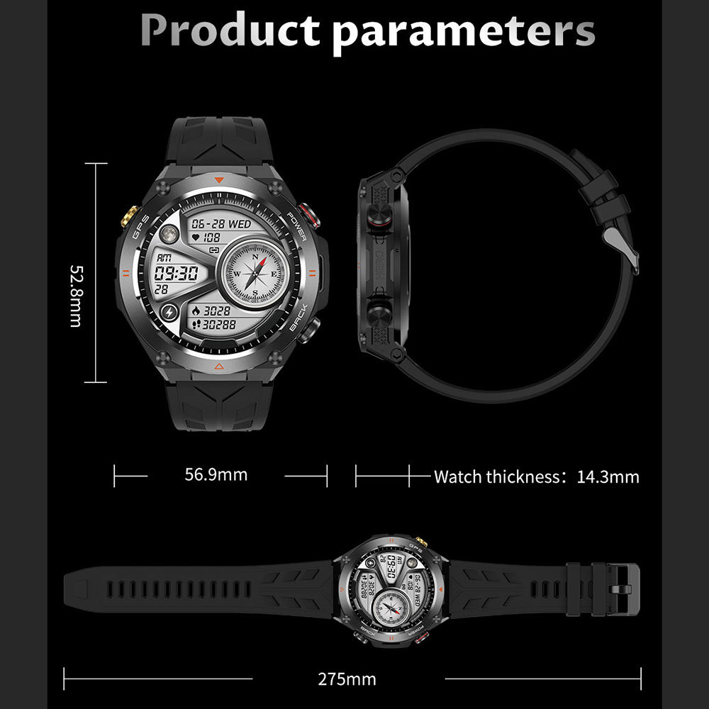 GetActive GPS Outdoor Smartwatch | Built-In GPS, Altimeter, Barometer & Compass | AI Voice | 1.45" HD