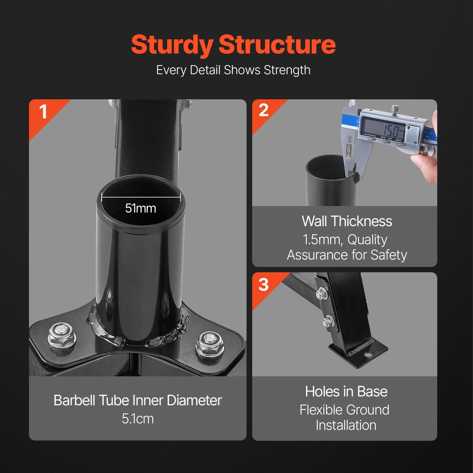 Black weight plate rack base with thick tubes and mounting holes