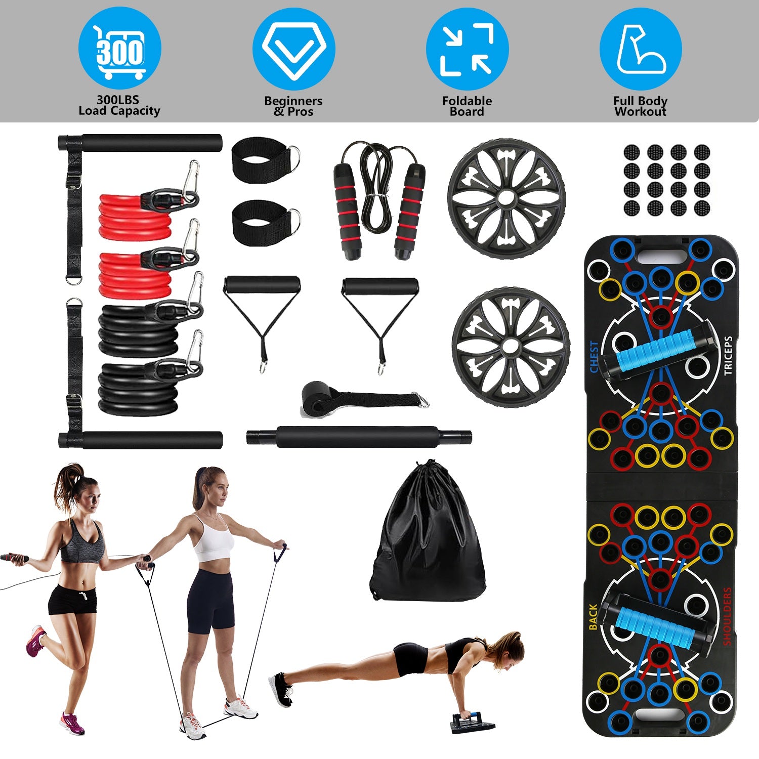 Complete Home Gym Training System - 15-in-1 Fitness Equipment Set