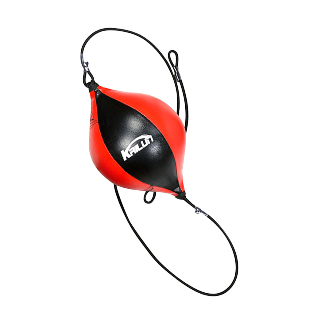 Red and black boxing speed ball with KAILUN logo and elastic suspension cords