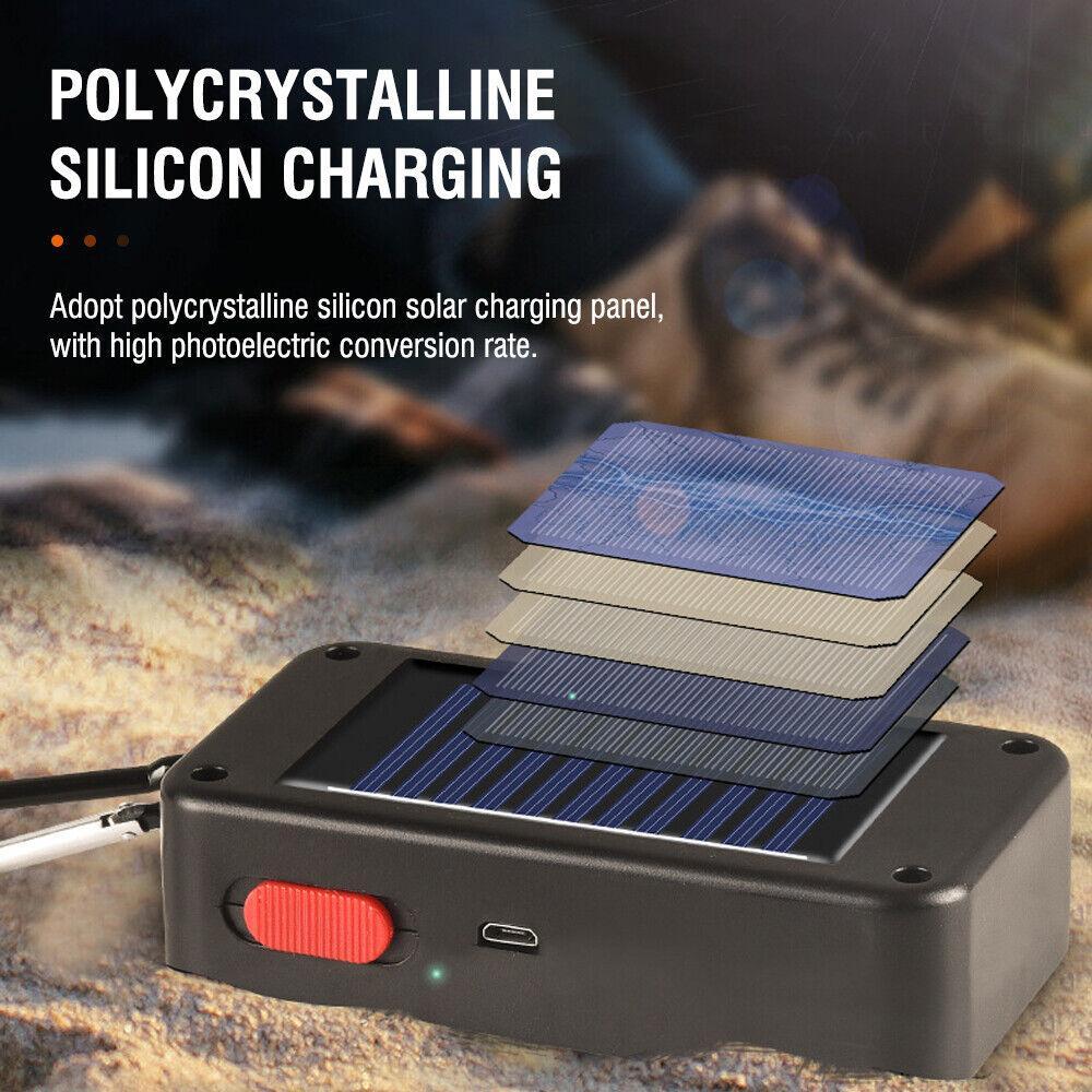 Lantern with polycrystalline solar charging panel on top and charging indicator light