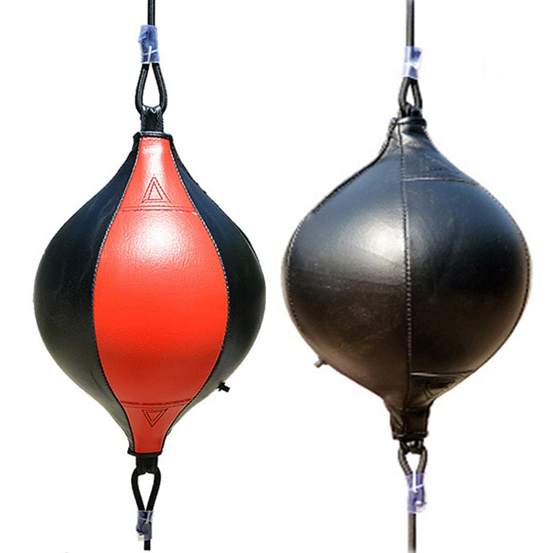 Boxing reflex ball set: red-and-black ball and dark blue-black ball with hanging straps