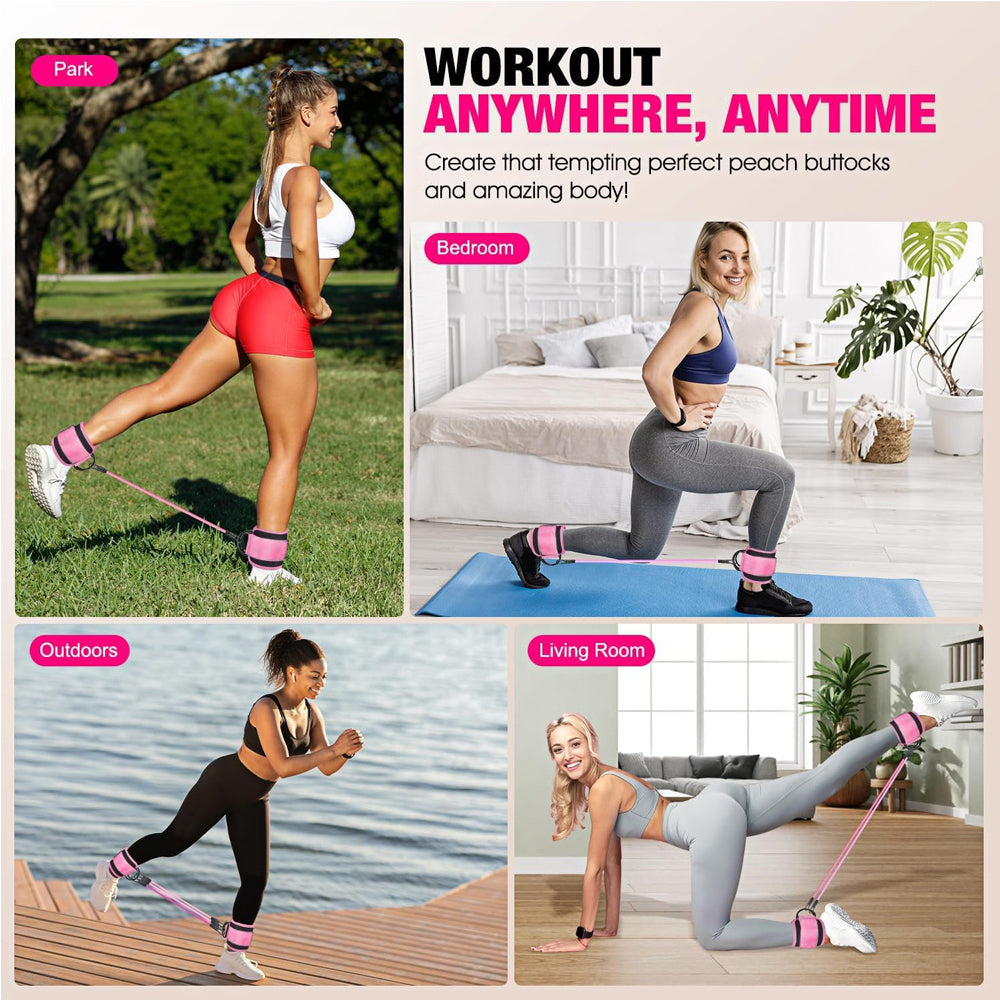 GetActive Ankle Resistance Bands with Cuffs | Kickback & Booty Lift Trainer