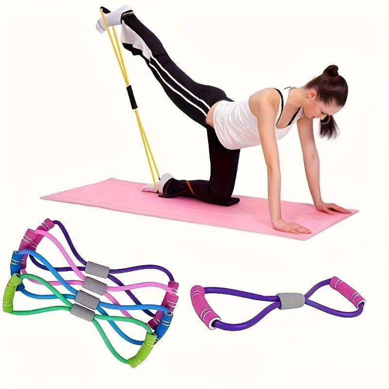 Purple and blue 8-shape dual-loop resistance band with padded end grips
