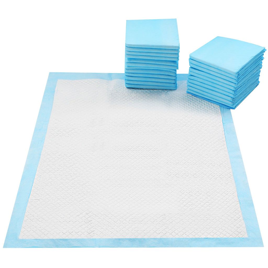 Absorbent training pads, blue border and white core, 50-pack, 24x18 in