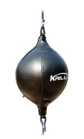 Adult boxing reflex ball, dark blue with black center panel and logo