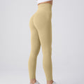 Alpaca beige high-waist seamless leggings, full-length, no visible front seams