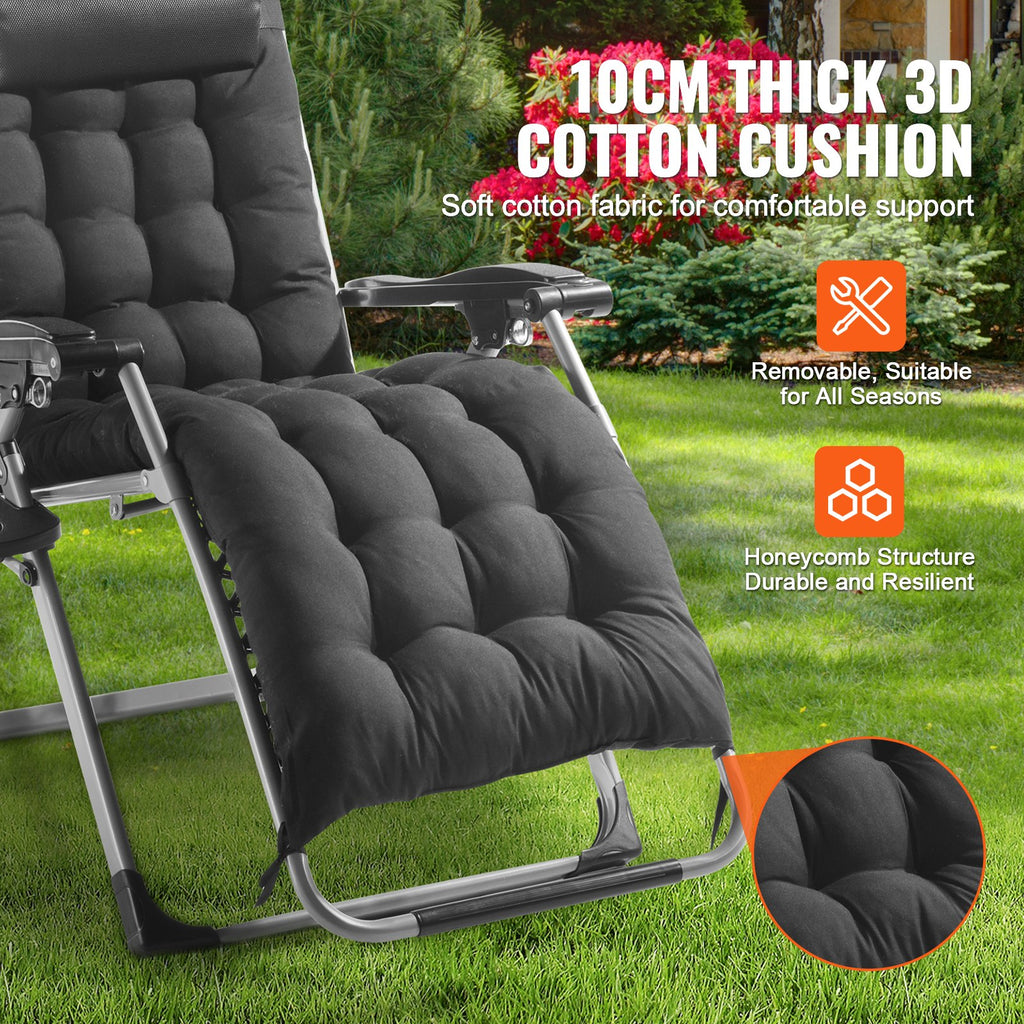 Black 3D quilted cotton cushion recliner chair with removable armrest pad and thick seat.