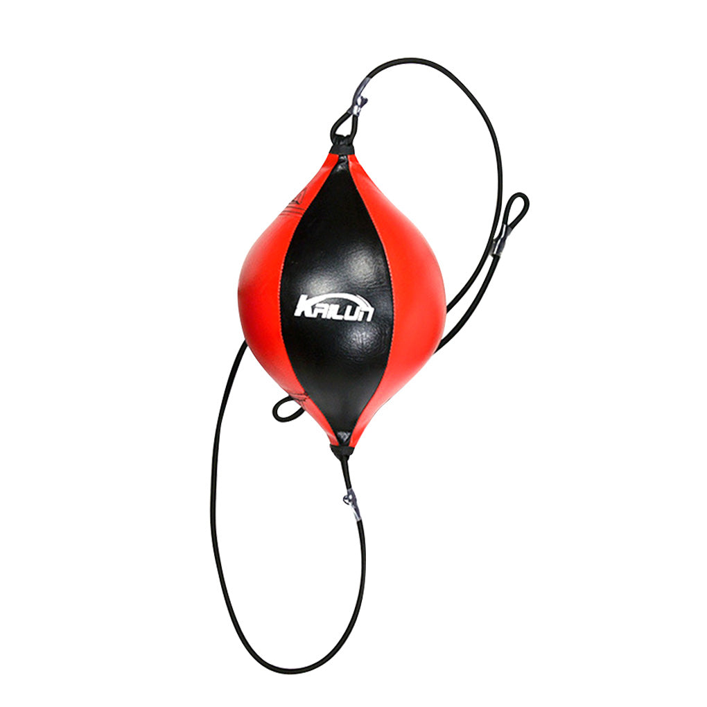 Red and black boxing speed ball with KAILUN logo and elastic suspension cords