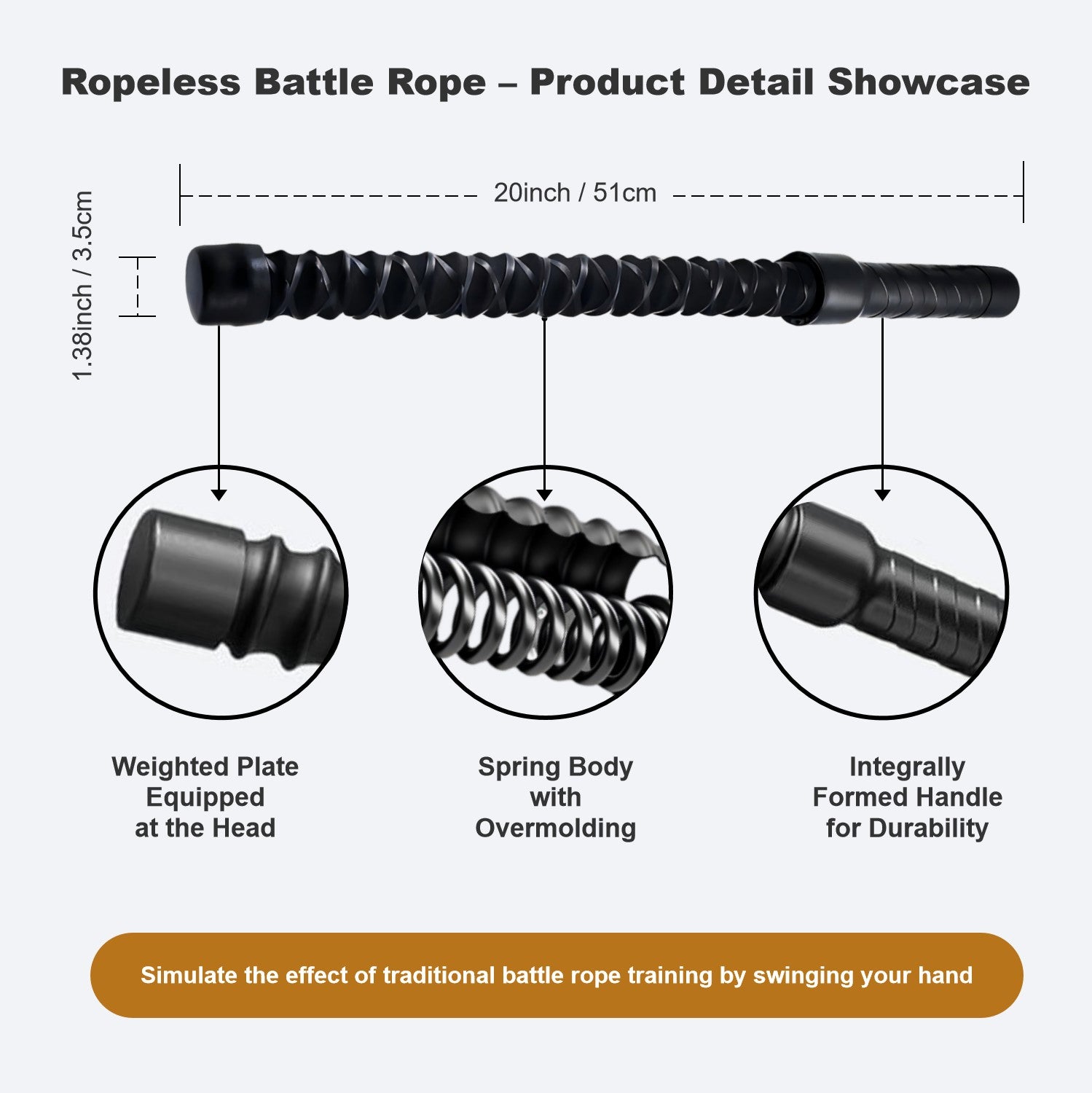 GetActive Ropeless Battle Rope — HIIT & Cardio Trainer for Home Gym | Men & Women