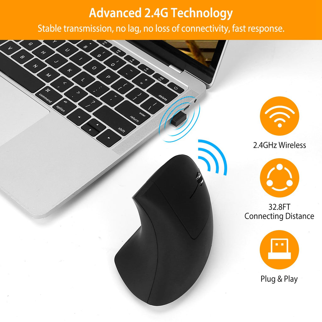2.4G Wireless Vertical Mouse Ergonomic For Laptop PC Computer