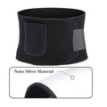 Black waist trimmer belt with nano silver material and adjustable strap close-up
