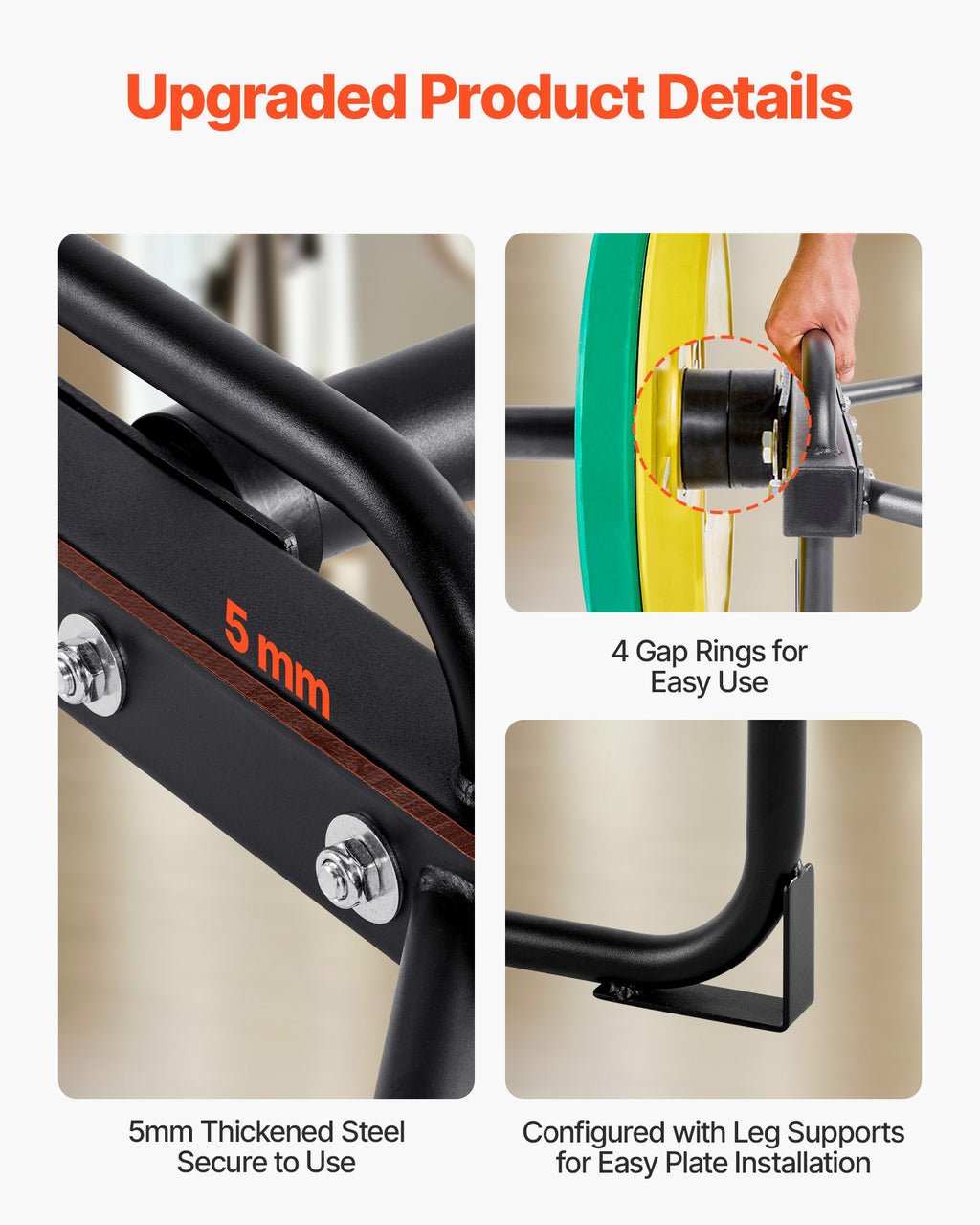 Hex trap bar with reinforced side supports and plate-loading end