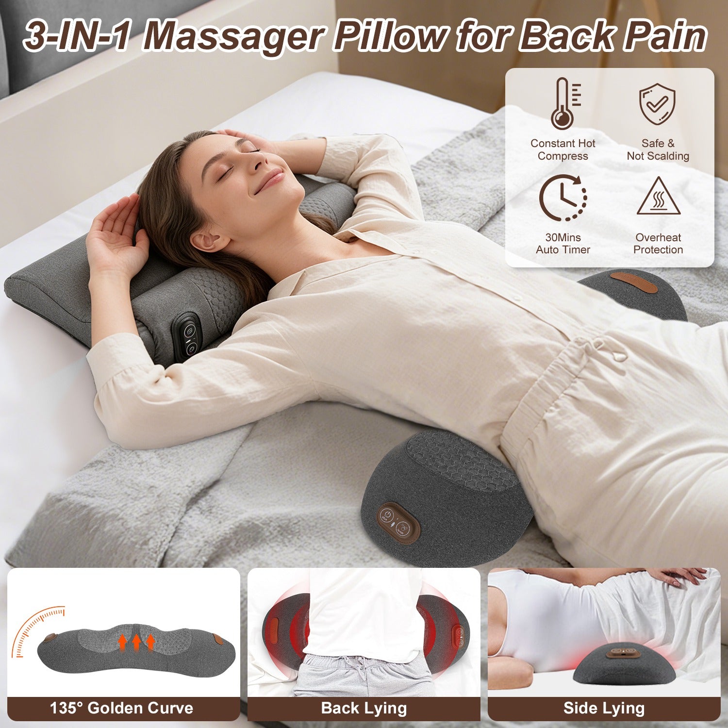 GetActive 3-in-1 Lumbar Support Massager Pro | Heat, Vibration & Airbag Lumbar Comfort