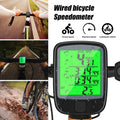 Wired bicycle speedometer/odometer with green LCD screen and handlebar buttons