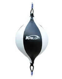 Boxing reflex ball in white and black with hanging strap and base connector