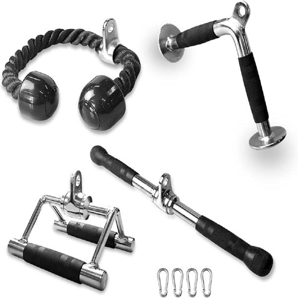 4-Piece Adjustable Fitness Handlebar Set — Pull-Down & Squat Rack Attachment Kit