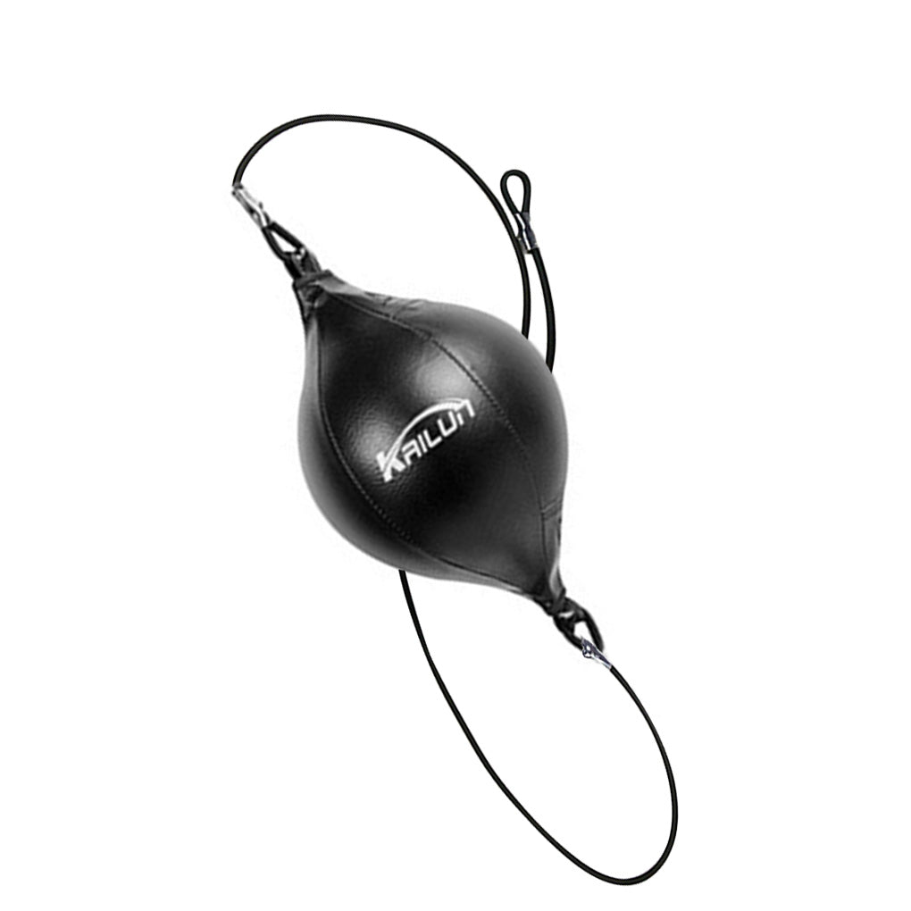 Black boxing speed ball with KAILUN logo and elastic suspension cords