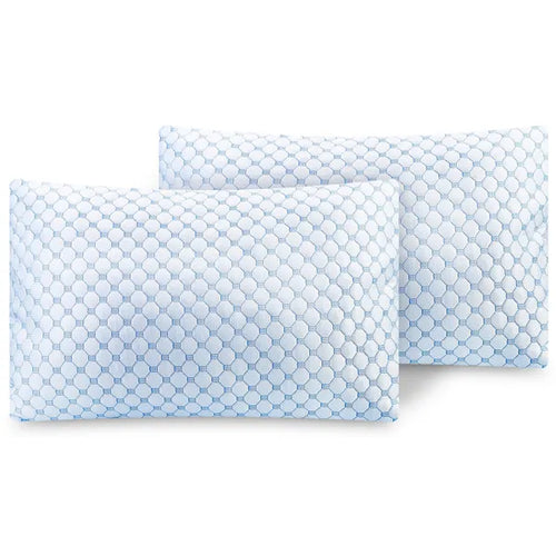 Cooling gel memory foam pillows, blue hex-pattern ventilated cover (2-pack)