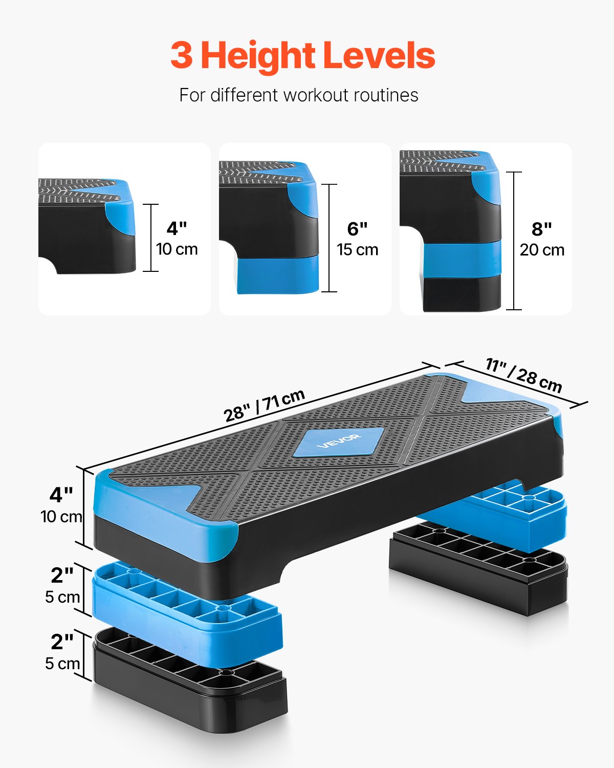 Pro Aerobic Step Platform - 28" Adjustable Height Training Deck