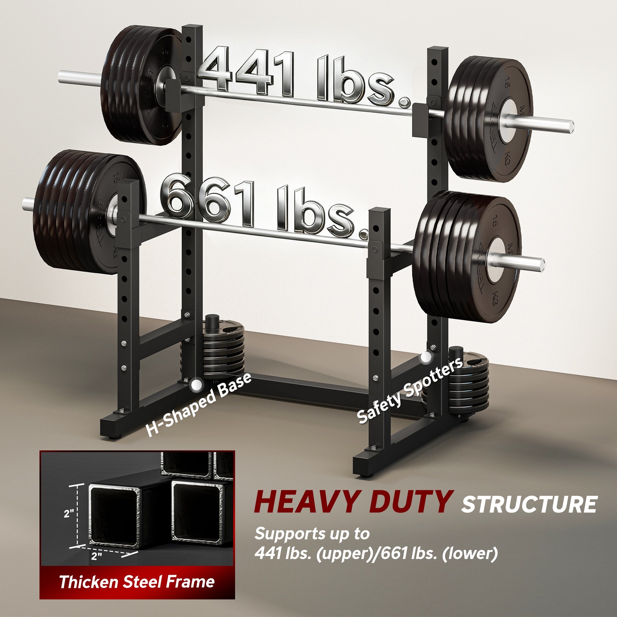 GetActive Pro Adjustable Squat Rack | 660LBS Multi-Function Bench Press & Weight Lifting Station