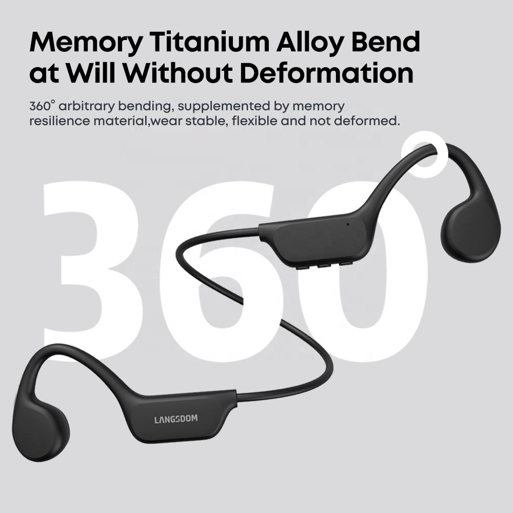 Black bone-conduction swimming headphones with open-ear pads and flexible neckband