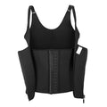Black waist trainer corset back support panels with center zipper and eyelet row