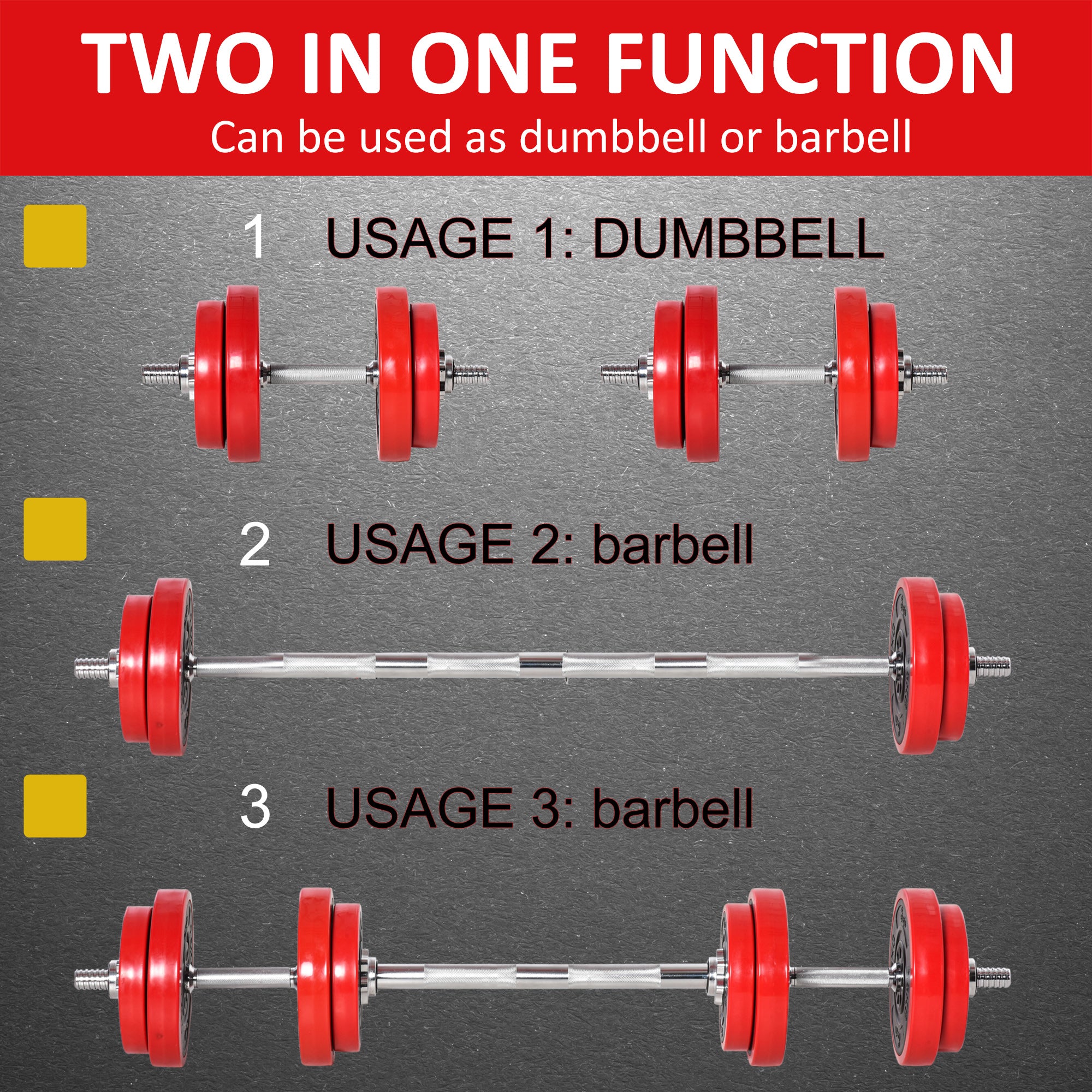 GetActive Adjustable Dumbbell & Barbell Set | 44LBS Convertible Home Gym Weights
