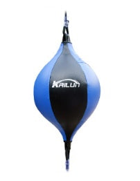 Boxing reflex ball in blue and black with hanging strap and small base connector